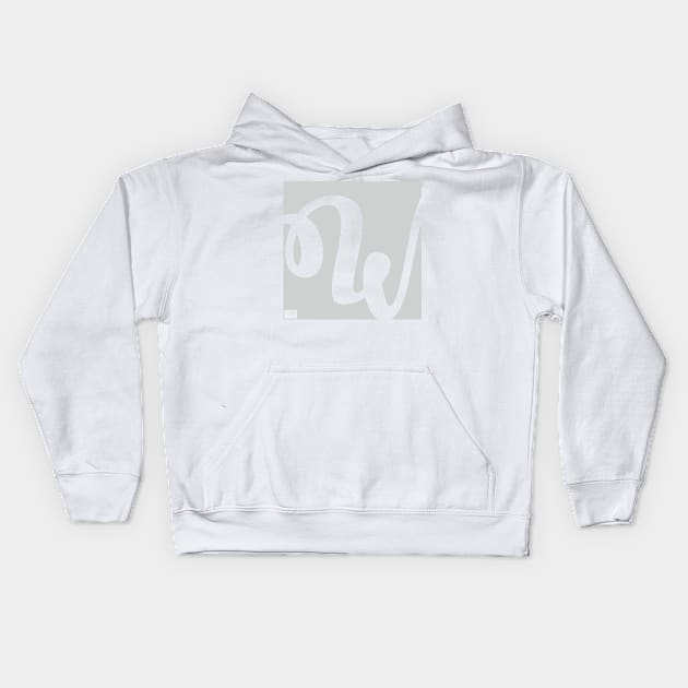 Letter W Elegant Cursive Calligraphy Initial Monogram Kids Hoodie by porcodiseno